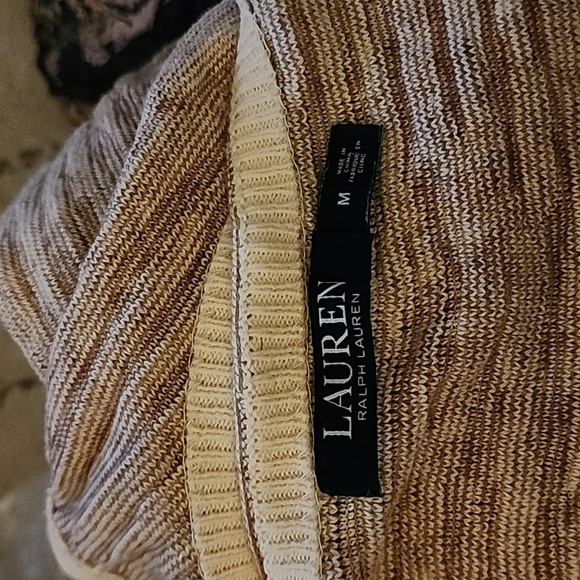 Lauren Ralph Lauren Striped Creme Body-Con Dress Size Medium Cotton Linen - Picture 4 of 5